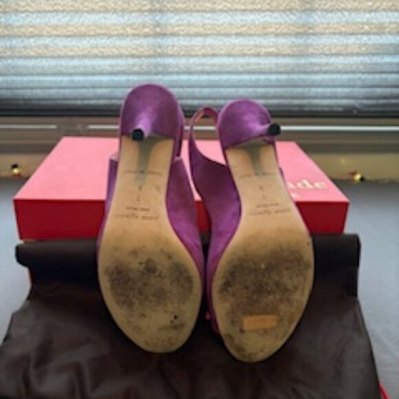 Kate Spade African Violet Suede Purple Sequin Bow heel shoes size 7 M - Picture 4 of 6